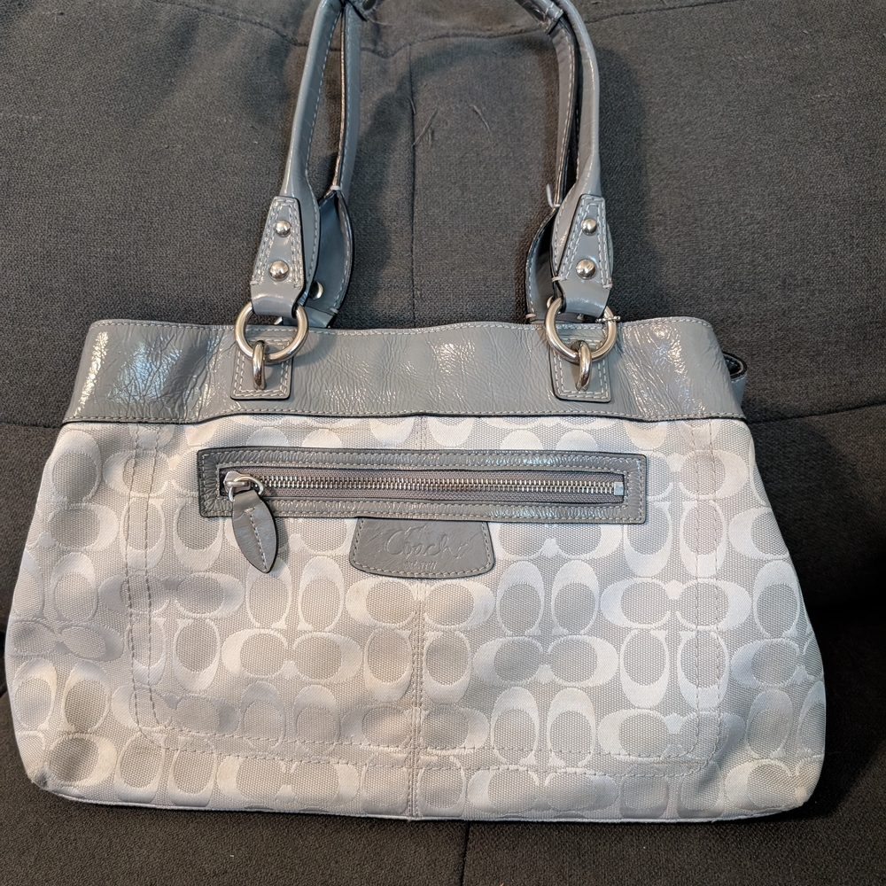 Coach Light Gray Signature Shoulder Bag